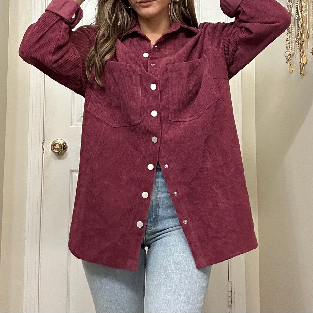Plum Corduroy Shirt Jacket